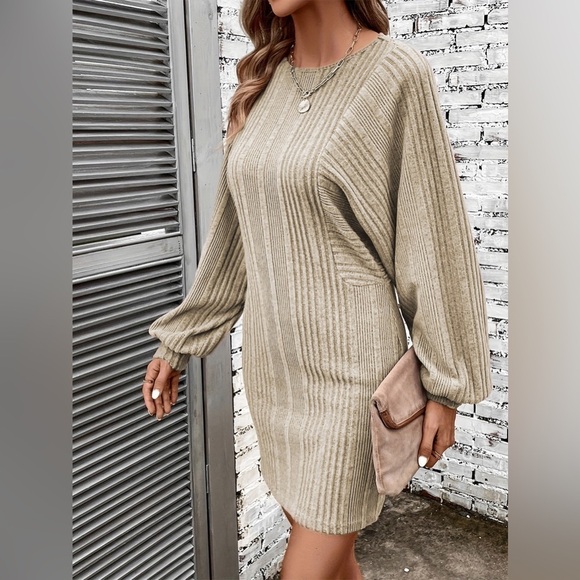 Dream Delight Sweater Dress with Puff Sleeve - Picture 2 of 7